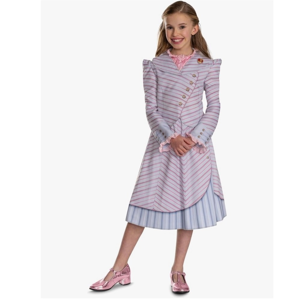 Disguise Wicked Glinda Shiz University Costume Kids Dress Pink Stripe Medium 7-8
